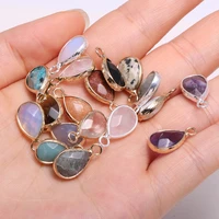 2pcs natural stone agates crystal water drop faceted amethysts clear quartzs pendant for necklace earring jewelry making 10x14mm