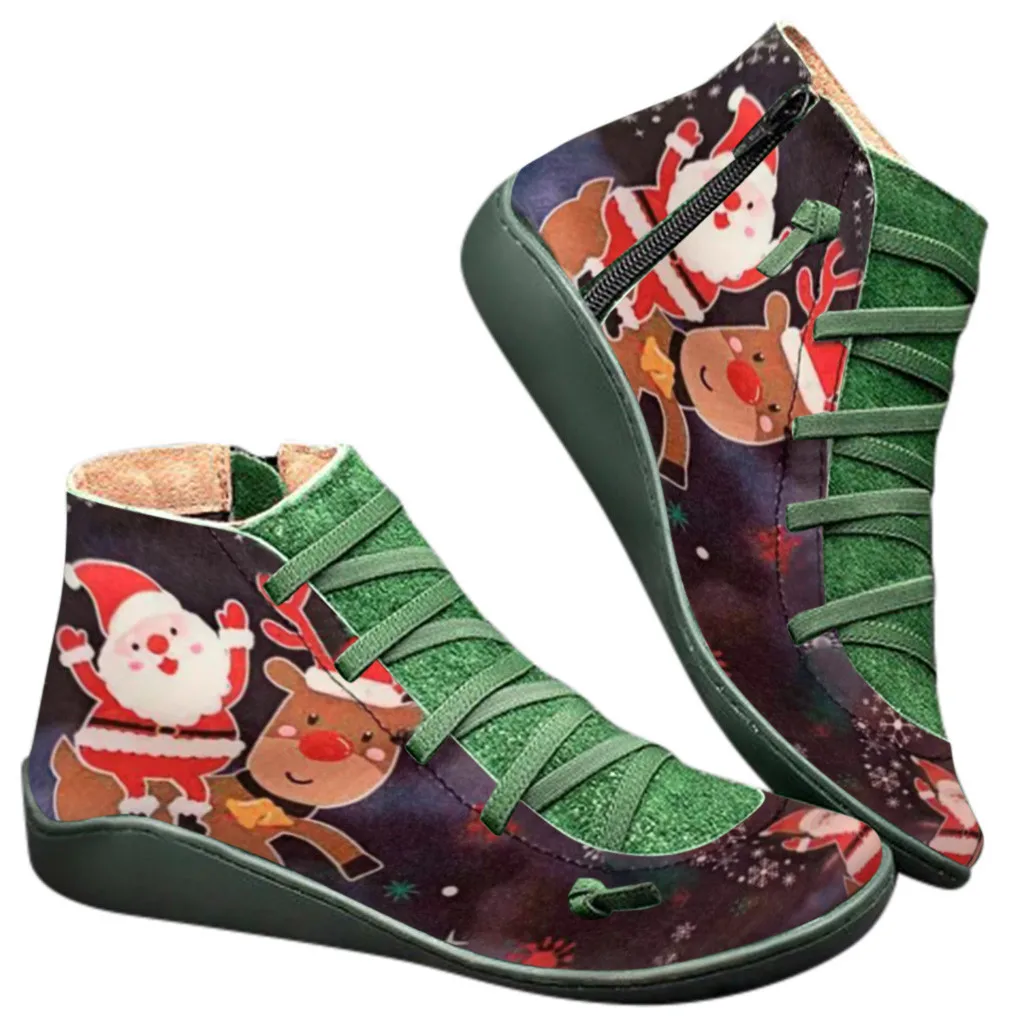 SAGACE Милая Пижама с рождественским принтом туфли для женщин на шнуровке круглый