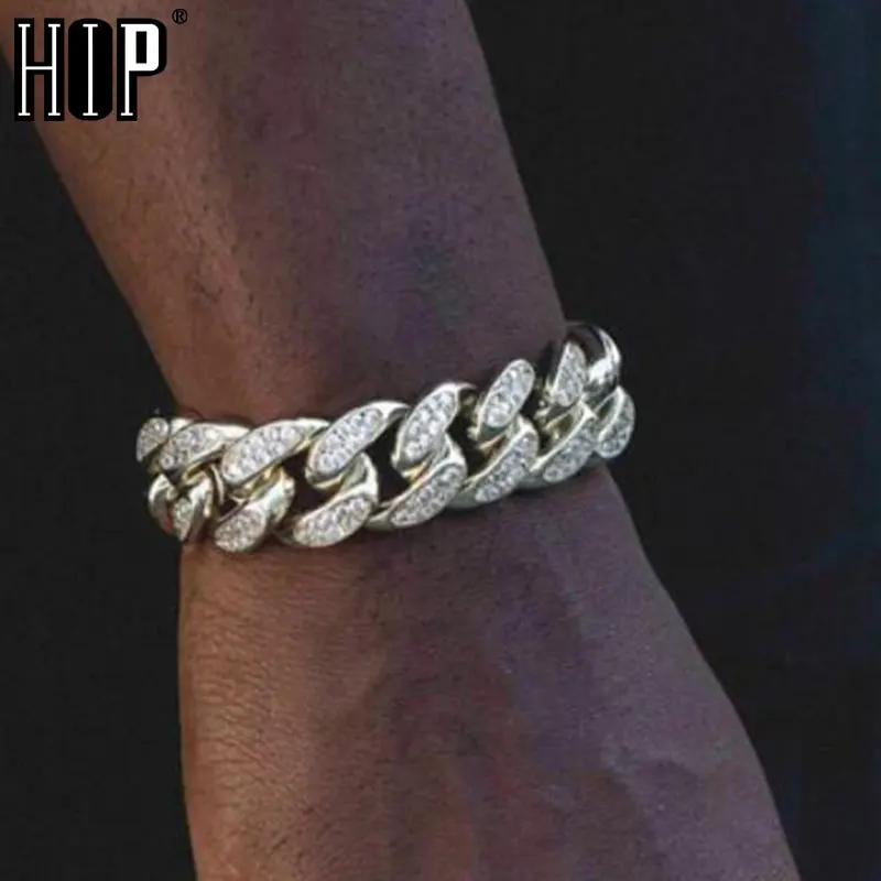 Браслет мужской из кубинской цепи Майами украшение под золото в стиле хип хоп 20