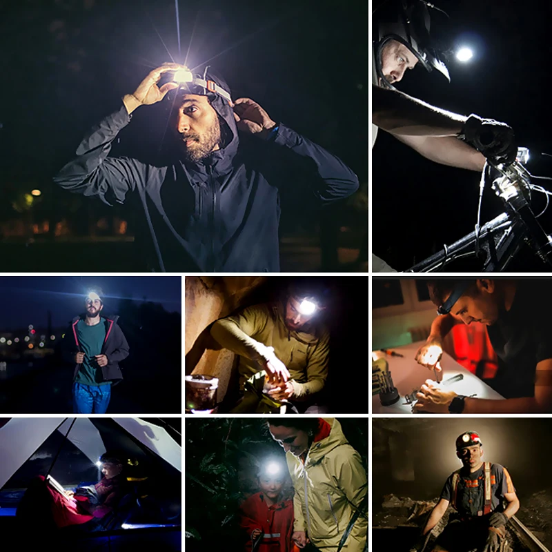 

New Induction Mini Headlamp XPG+COB USB Charging Night Running Small Headlight Led Red Warning Light Outdoor Fishing Head Lamp