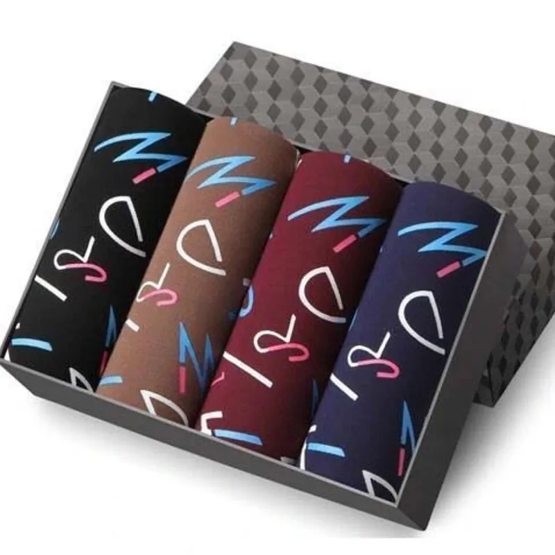 4pcs/Lot Set 2022 Men's Underpants Print Floral Soft Boxers Underwear High Quality Under Wear Pants Short Boxer Male Panties 4XL