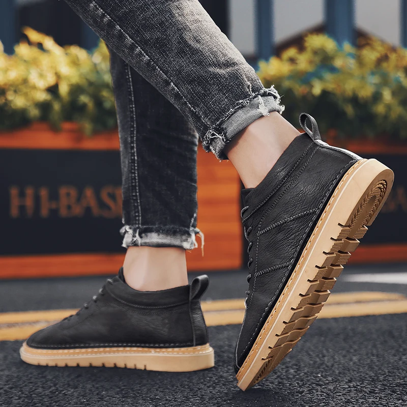 

Mens Hightop Sneakers Sneakers High Top Men Shoes Black Casual Zapatillas Negras Men's Leather Moccasins Oxford For