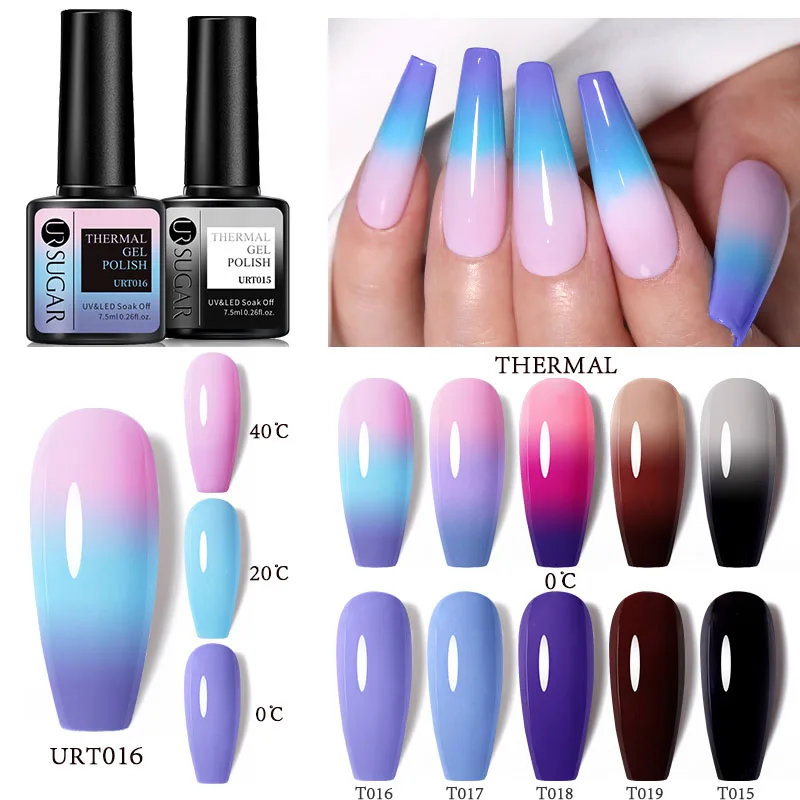

UR SUGAR Pink Blue Thermal Gel Nail Polish Soak Off UV Gel Polish Temperature Color-changing Gel Glitter Varnish Nail Art
