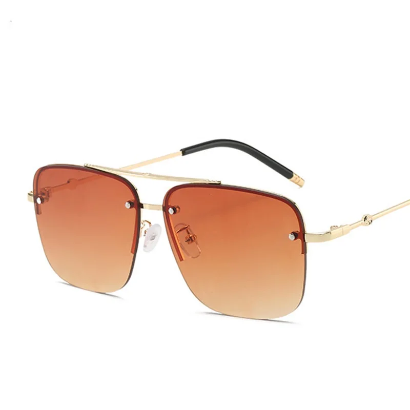 Модные розовые солнцезащитные очки без оправы женские брендовые роскошные