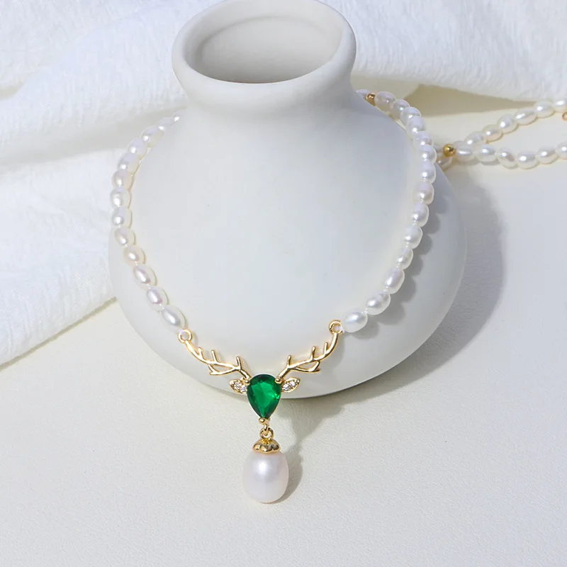 

Simple freshwater pearl necklace 210326-91