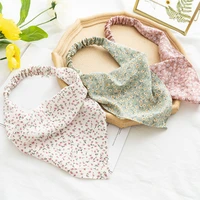 fashion sweet girl hair band floral printed elastic band scarf flower cloth scarf triangle retro trend hair accessories