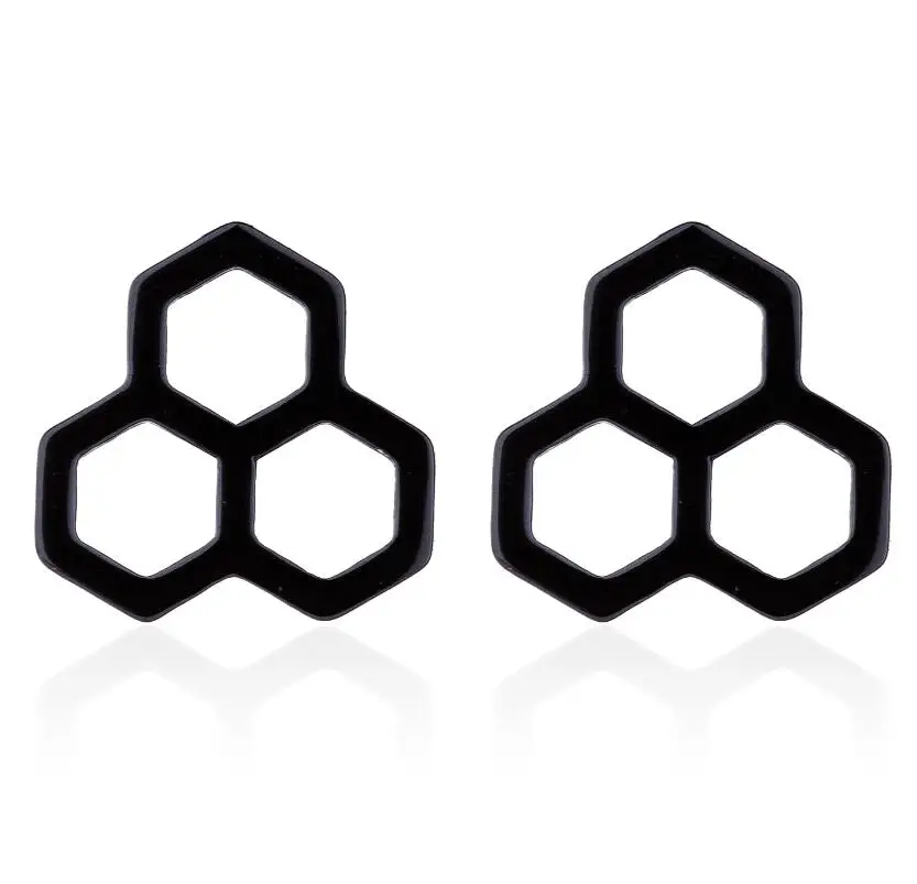 

Крошечные шикарные серьги в виде сот из нержавеющей стали для женщин и девушек, шестигранные серьги-гвоздики, геометрические химия, молекул...