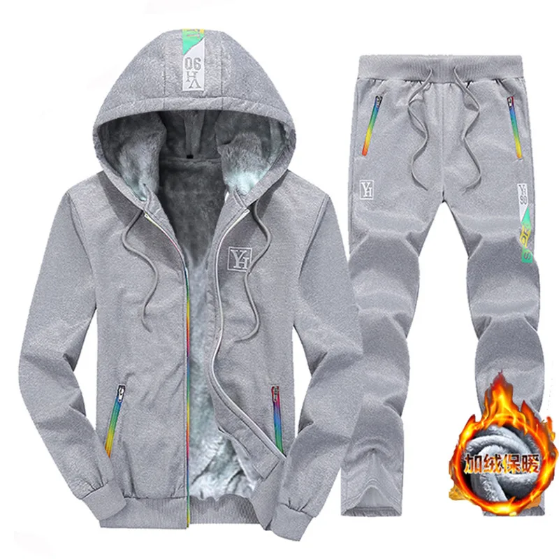 

Free Shippingjacket men Fashion thicken fleece warm Hoodies Tracksuits men set parka jacket coat sportsuit
