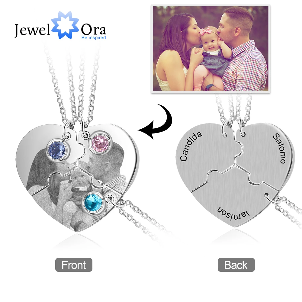 

JewelOra Персонализированные Камень рождения выгравированное имя BFF ожерелья для женщин 3 шт./компл. на заказ фото ожерелье лучших друзей семейные подарки