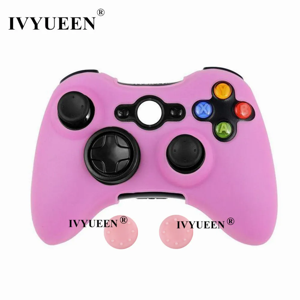 IVYUEEN 20 цветов мягкий силиконовый защитный чехол для microsoft Xbox 360 проводной/беспроводной контроллер аналоговые палочки крышки - Цвет: Розовый