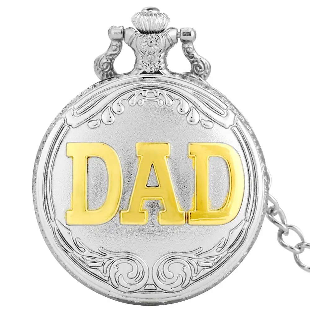 

Лучший подарок на день отца, роскошные кварцевые карманные часы с серебристым и золотистым отцом, подвеска на ожерелье, часы, сувенирные под...