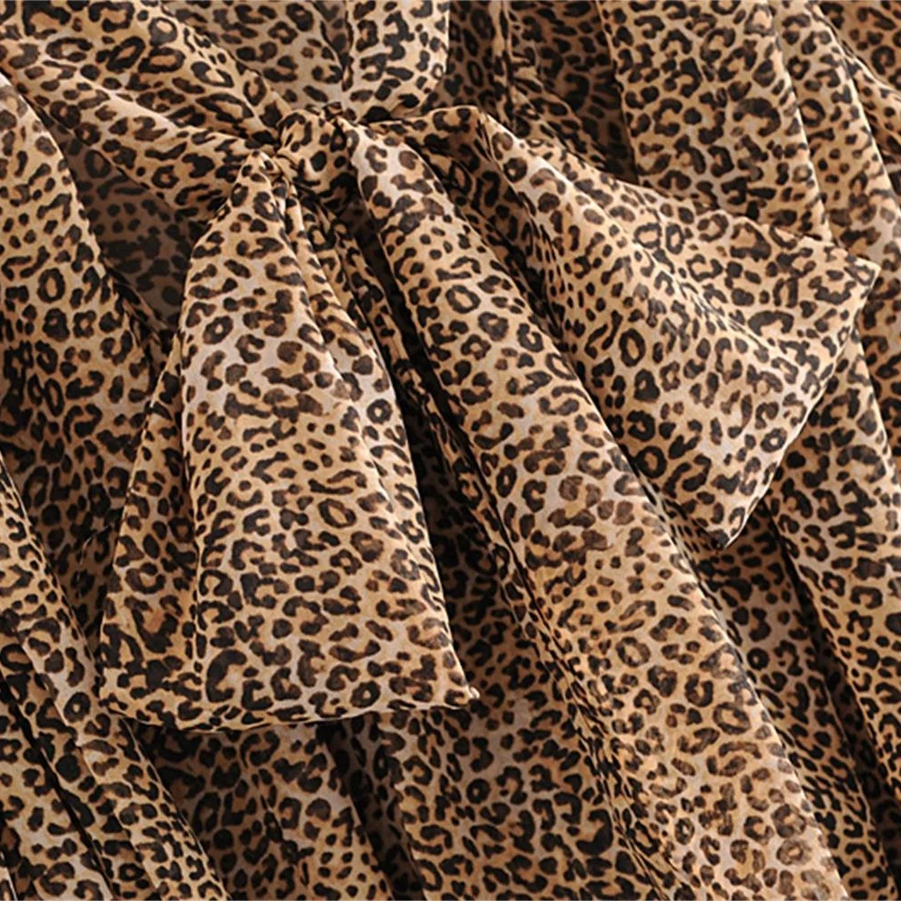 Женская Облегающая рубашка с леопардовым принтом V образным вырезом и длинным