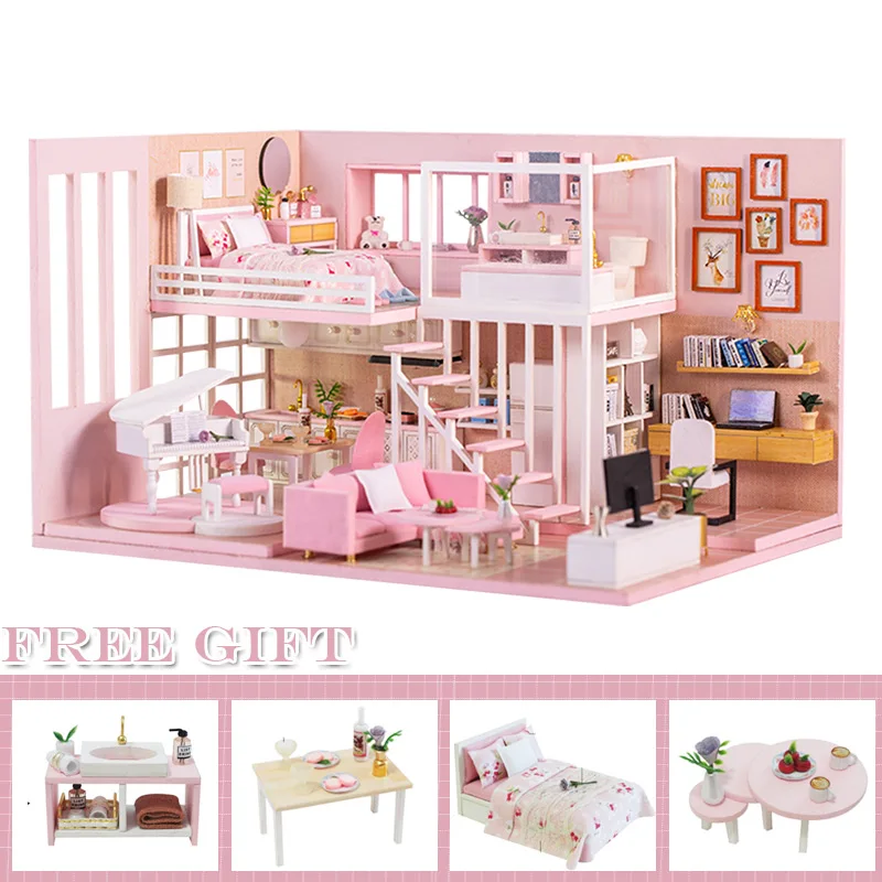 Cutebee DIY кукольный домик деревянные кукольные домики миниатюрный кукольный домик мебель набор игрушек для детей год рождественский подарок Каса K47 - Цвет: K47A
