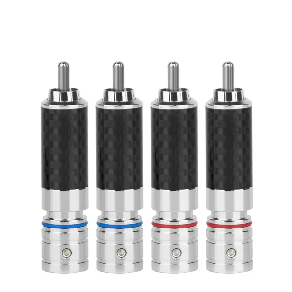 

RCA Connectors Carbon Fiber Rhodium Plating Copper 8.5mm Hole Male RCA Adapter Acoustic Terminal Amplifier Speaker Lotus Plug