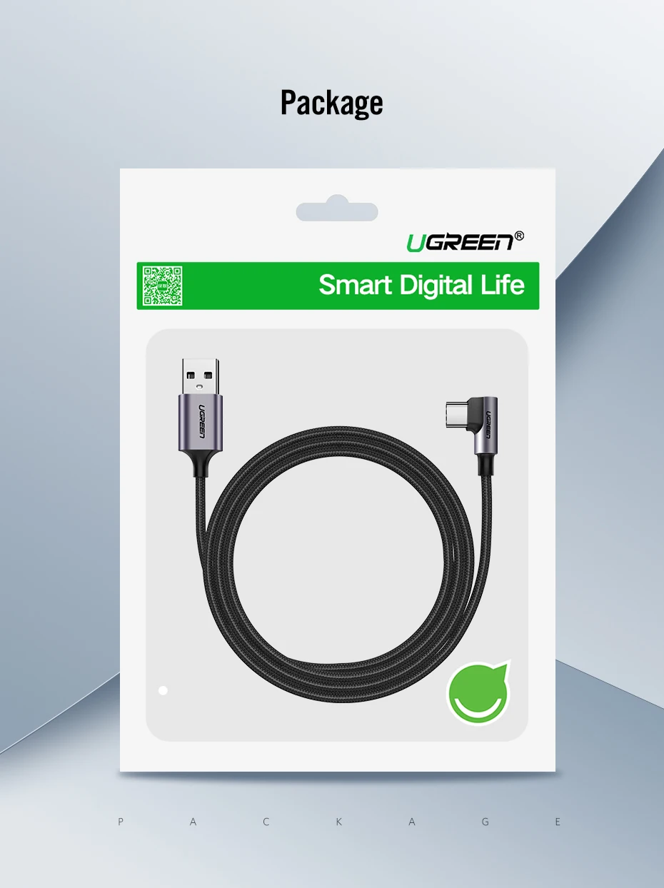 Ugreen 90 градусов usb type c кабель передачи данных для быстрой зарядки зарядное устройство для samsung s9 s8 huawei xiaomi9 usb c кабель короткий 2 м Android