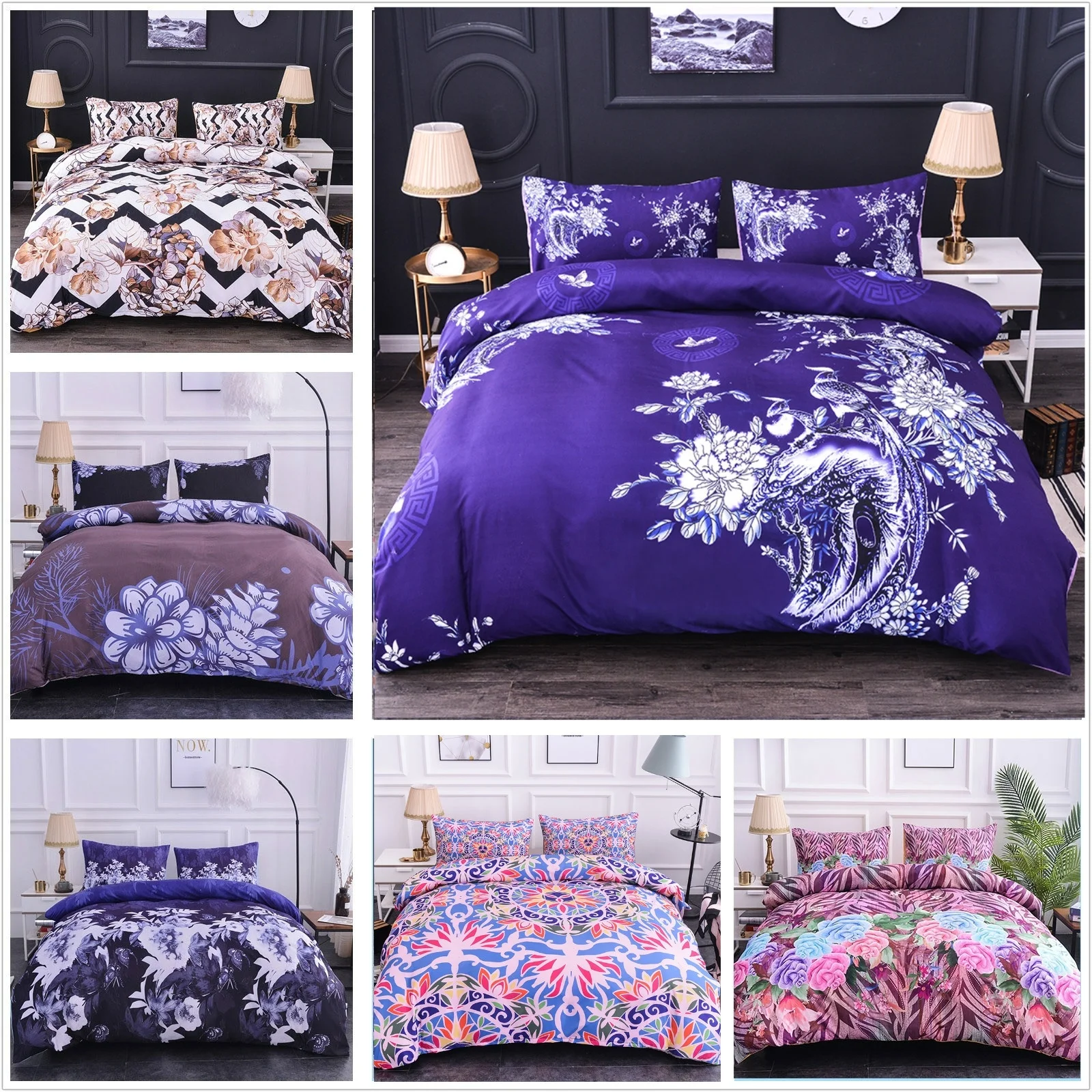 3D пододеяльники растения цветы постельные принадлежности набор Роскошное