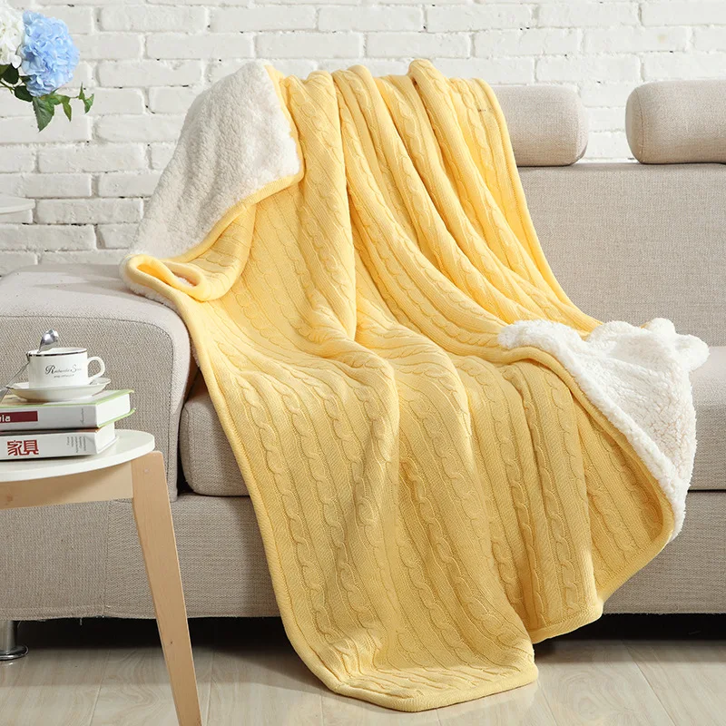

Modern Knitted Blanket Winter Thicken Warm Cashmere Wool knitted Casual Sofa Blanket Soft Cotton Outdoor Travel Shawl Blanket