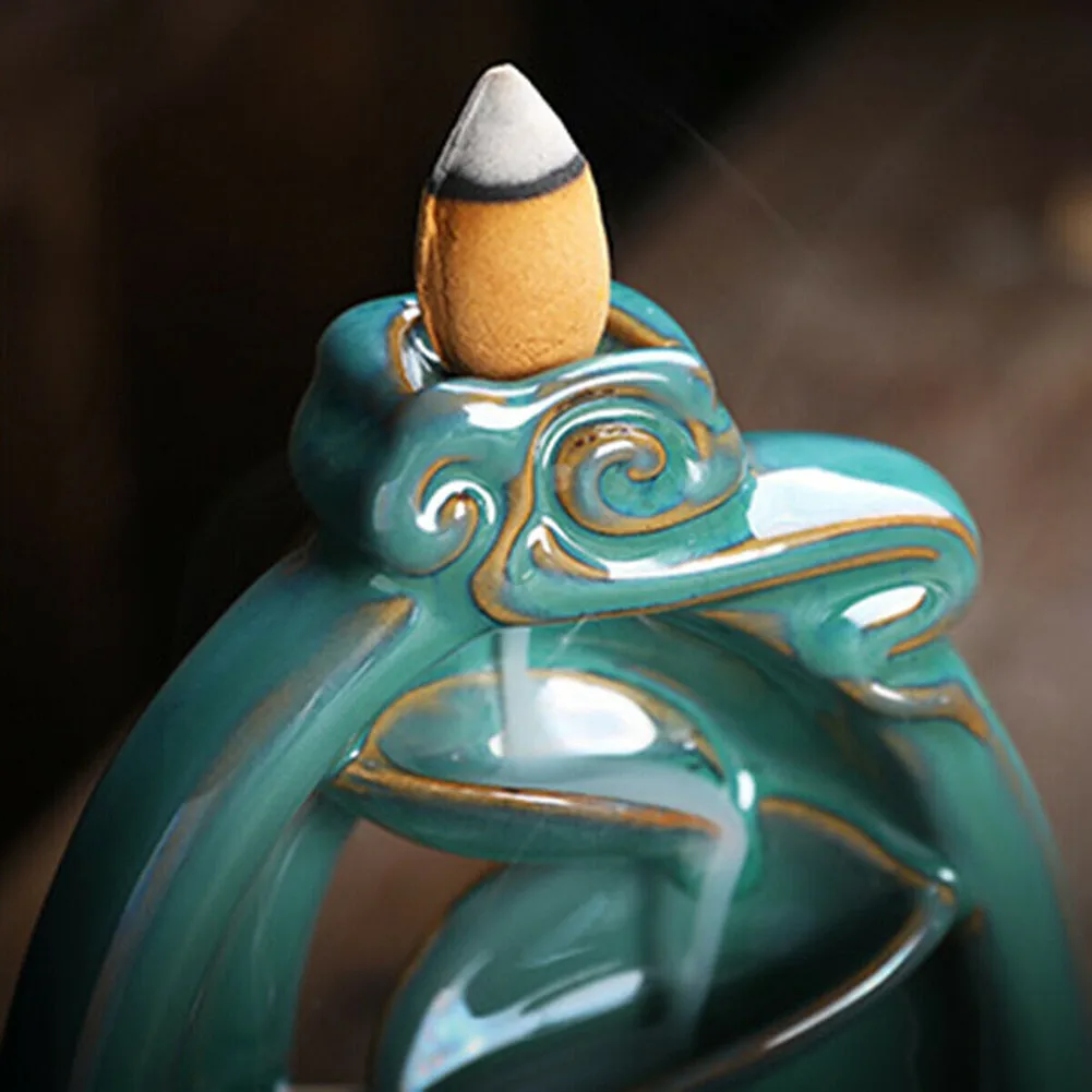 Censer Backflow Incense Burner Ceramic Cones Fragrance Holder Home Incense