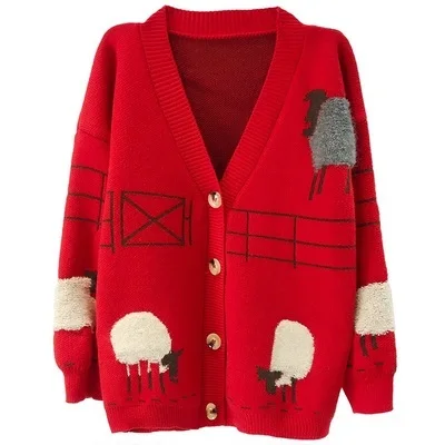

Christmas Sweater 2020 Winter Cartoon Cardigan Casual Womens Sweaters Elegant Knit Sweater Women