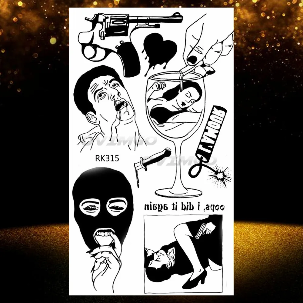 Временные татуировки для взрослых OMMGO черные любовь наклейки Маленькие