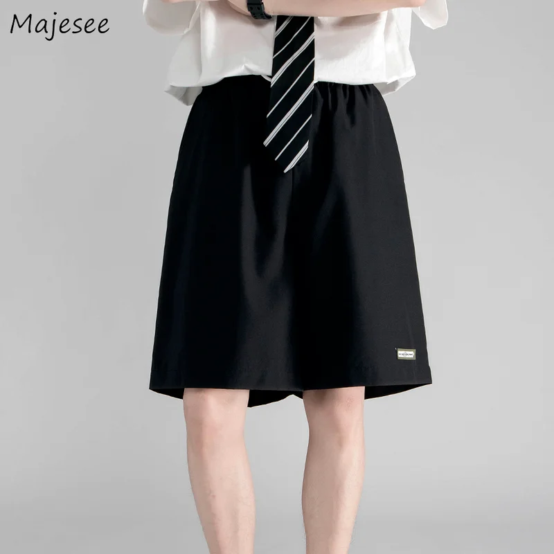 

Men Casual Shorts Kneel-length Summer Students Chic Daily Korean Style Fashion Loose Elastic Waist All-match Couples Streetwear