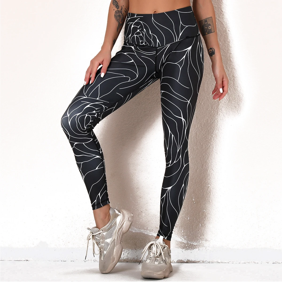 

Бесшовные Спортивные штаны Для женщин Высокая Талия тренажерные залы леггинсы мраморный принт пуш-ап штаны для бега тренировки животик Упр...