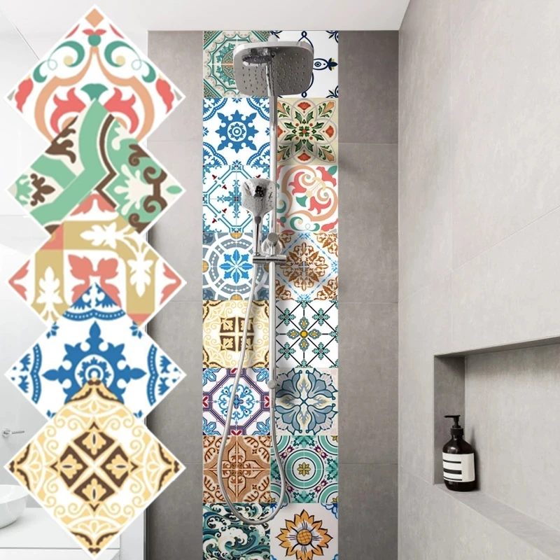 

5Pcs 20x20cm Bathroom Kitchen Tile Stickers Living Room Stair 3D Self-adhesive Waterproof Floor wall Sticker Home Decor Decals