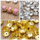 Круглые бусины из металлического сплава с отверстием для изготовления ювелирных изделий, фурнитура для золотых цветов, 810 мм, 100 шт.лот