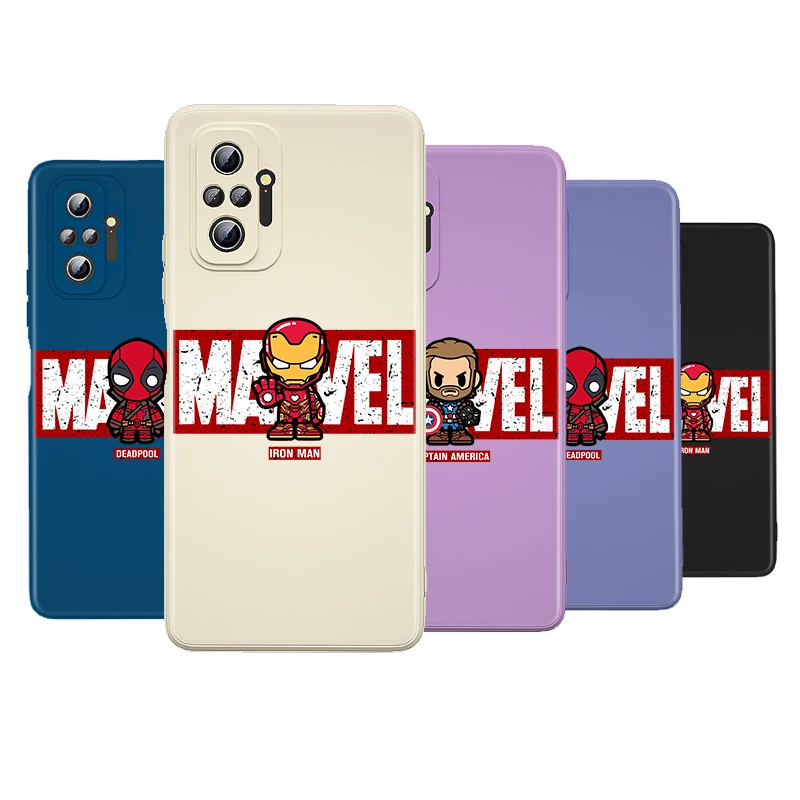 

Marvel Hero Letter Liquid Silicone Soft Cover For Xiaomi Redmi Note 11 11T 11S 10 10S 9 9T 8T 9S 8 7 5 Pro Phone Case