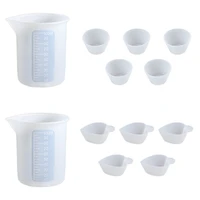 12 pcs silicone measuring cups mixing cup divided cups handmade uv epoxy resin mold diy crafts casting tools kit
