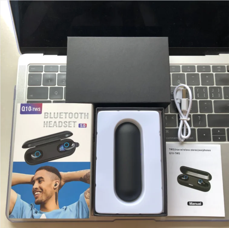 Q10 стерео Bluetooth V5.0 наушники Портативный вкладыши TWS с Беспроводной сенсорный