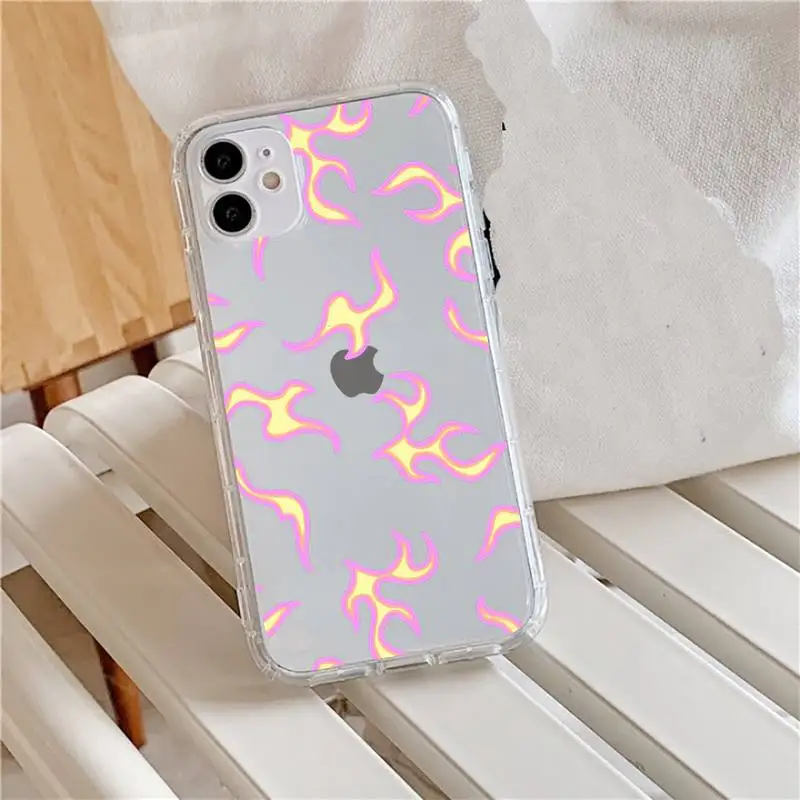 

Flame art cool Phone Case Transparent for iPhone 11 12 mini pro XS MAX 8 7 6 6S Plus X 5S SE 2020 XR