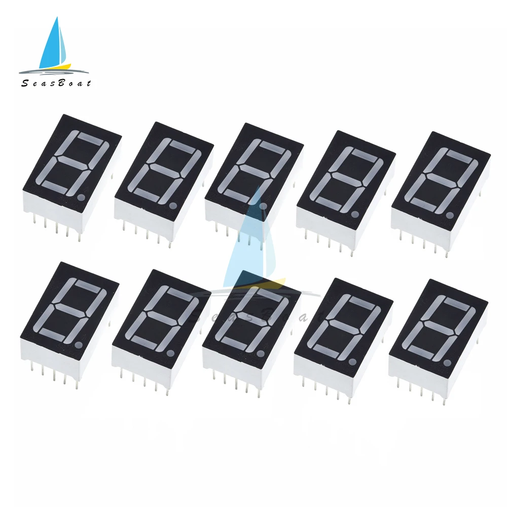 

10 шт., 0,56 дюймовый светодиодный дисплей, 7-сегментная 1-битная цифровая трубка, светодиодная стандартная анодная цифровая трубка, 10 контактов