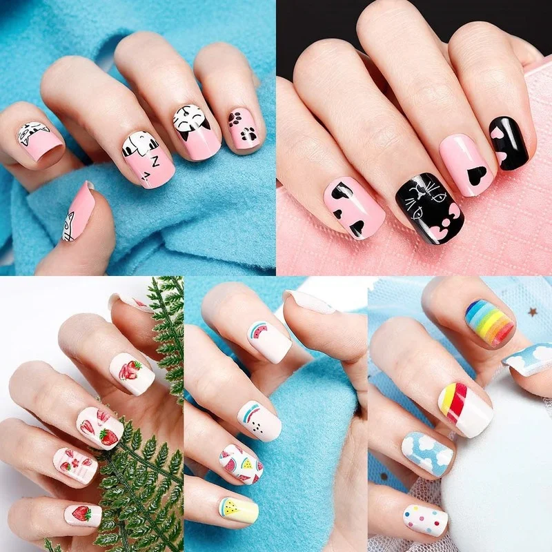 24 шт. маленькие накладные ногти для детей модные милые фрукты животные