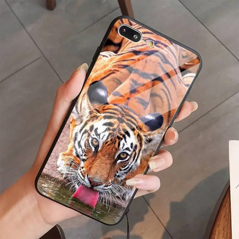 

Leopard tiger ferocious animal luxury fashion Phone Case shell Tempered glass For iphone 5C 6 6S 7 8 plus X XS XR 11 PRO MAX