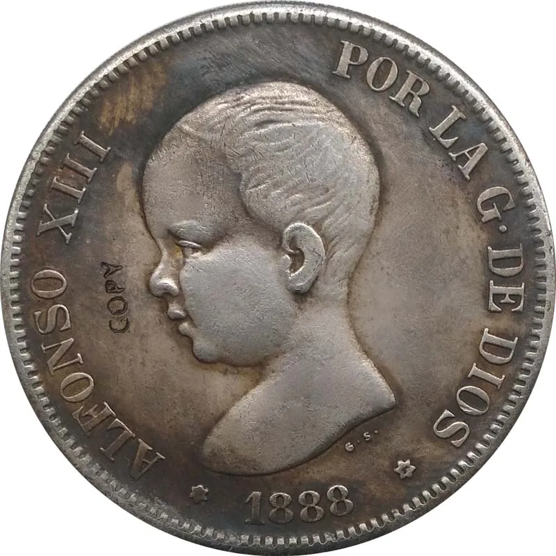 1888 испанские монеты Альфонсо III копия монет коллекционные вещи|Безвалютные