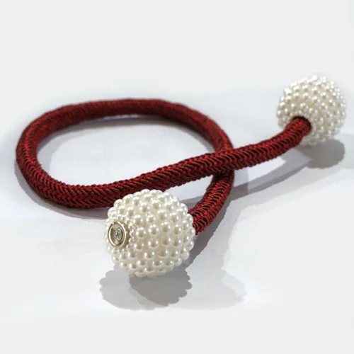 Red NAPEARL 1 шт. подхваты универсальные шторы веревки домашний декоративный магнит звеньевая нить жемчужный дизайн сплошной цвет стиль капли белый - Цвет: Red