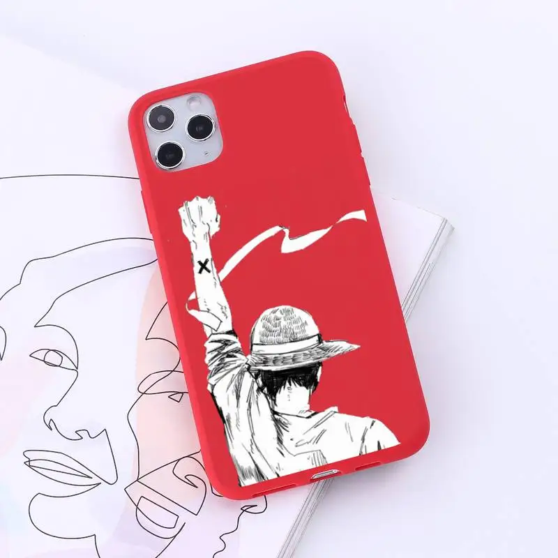 

Anime One Piece Phone Case Red Candy Color for iPhone 6 7 8 11 12 s mini pro X XS XR MAX Plus