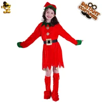 girls eif dresses kid santa claus costume for christmas party red long dress clothing fancy dress up for child