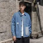 VERSMA в Корейском стиле на весну и осень Байкер джинсовая куртка, пальто для мужчин из хлопка и карманами на каждый день; Дизайнерская одежда в китайском стиле; Цвет Стиль джинсовая рубашка мужской дропшиппинг