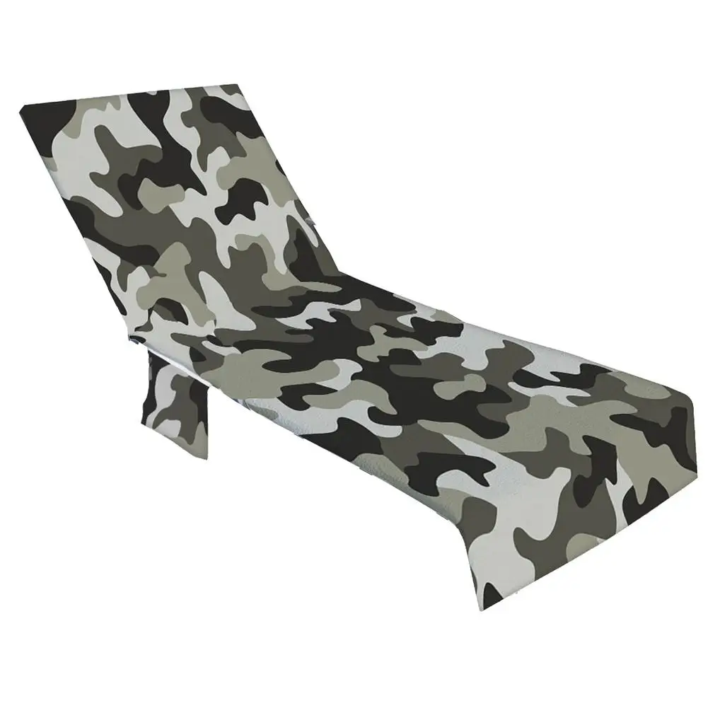 

Camouflage Beach Chair Cover Pool Lounge Chair Towel Sun Cover With Pockets Quick-drying Elastic Slipcover Seat Case #GD