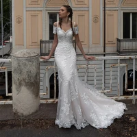 charming applique lace mermaid bridal dresses 2021 sexy sweetheart off the shoulder tulle wedding dresses vestido de novia