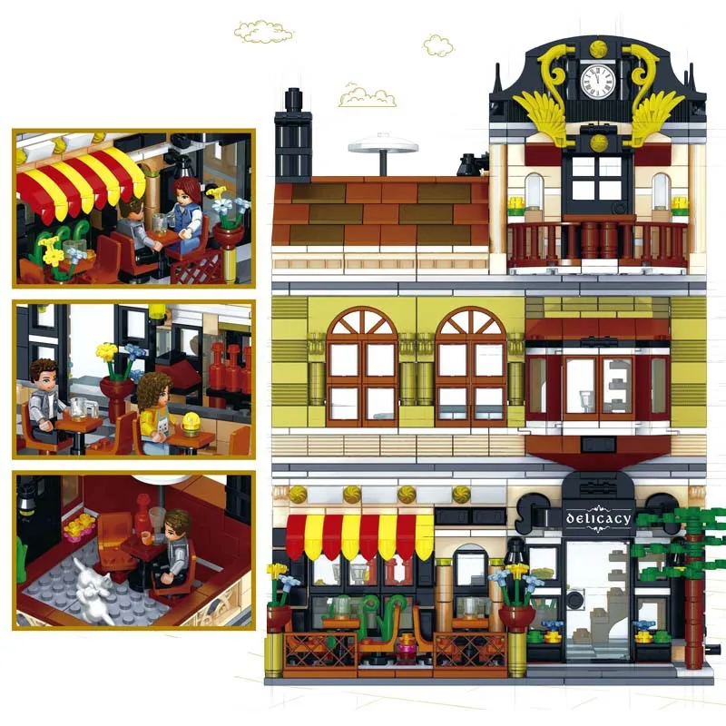 1326 шт город улица вид строительные блоки наборы друзей китайский ресторан модель