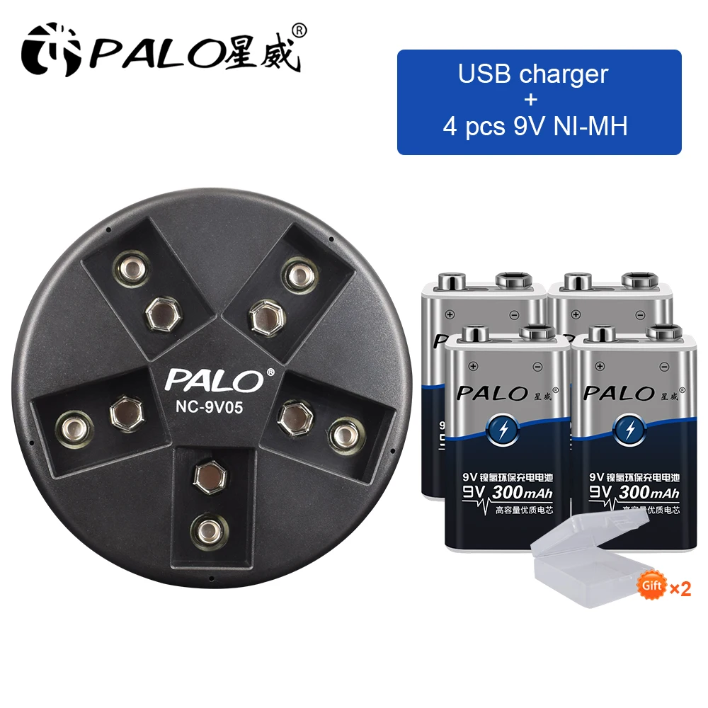 Зарядное устройство PALO 9 В 5 слотов usb в 6f22 + 2 8 шт. перезаряжаемых никель