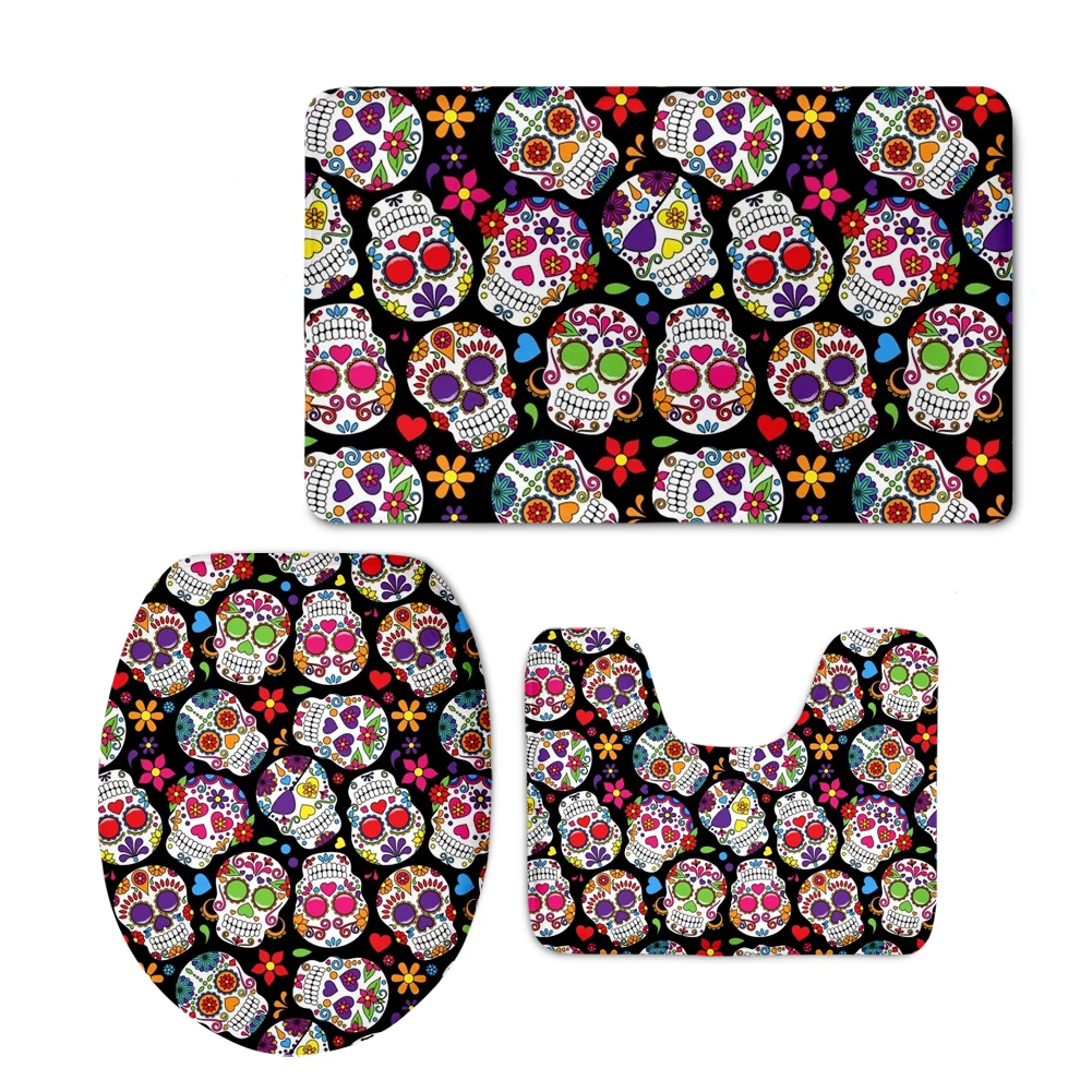 Классический набор чехлов на сиденья для ванной комнаты с изображением черепа