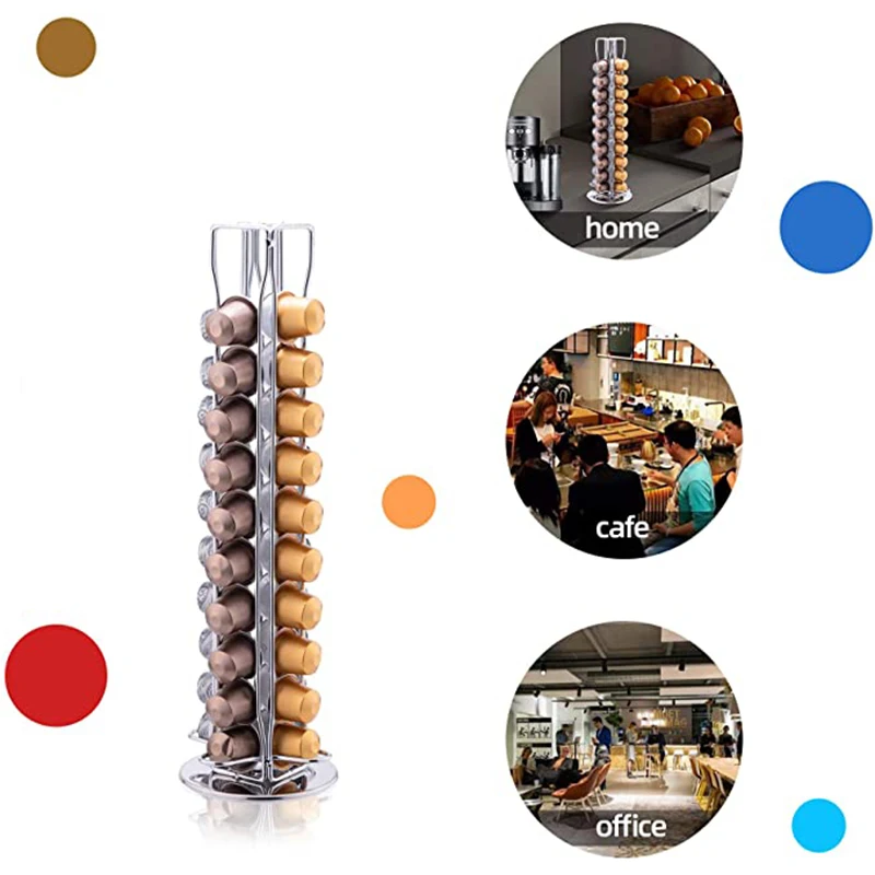 

Coffee Capsule Holder 360° Rotating 40 Capsules Coffee Pod Holder Coffee Capsule Storage Stand For Household Coffee Tools