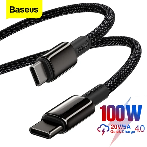 Baseus 100 Вт USB C к USB Type C Кабель USB-C для быстрой зарядки данных USBC Type-C PD Кабель для iPhone 17 Pro Max MacBook iPad Xiaomi