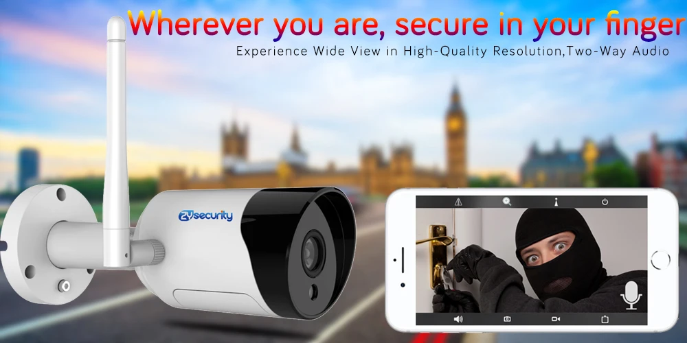 1080p Wi-Fi Камера на открытом воздухе приложение CamHi Onvif SD карты 2-полосная аудио сигнализация, ночное видение, Цвет Ночное Видение видеонаблюдения Камера IP
