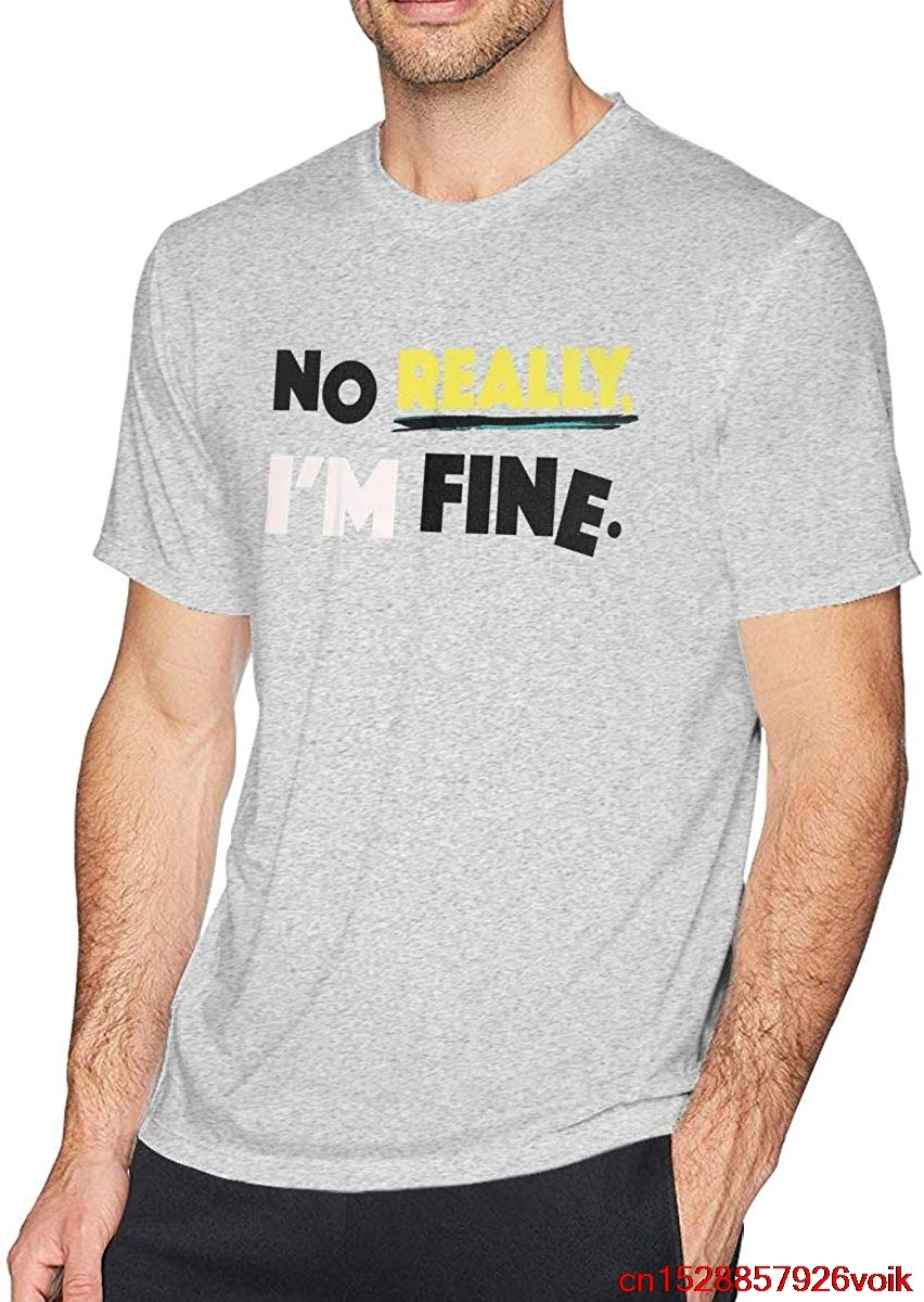 FGHFG I'm Fine Graphic Новинка саркастический зомби Мужская Рубашка Серый Унисекс wo