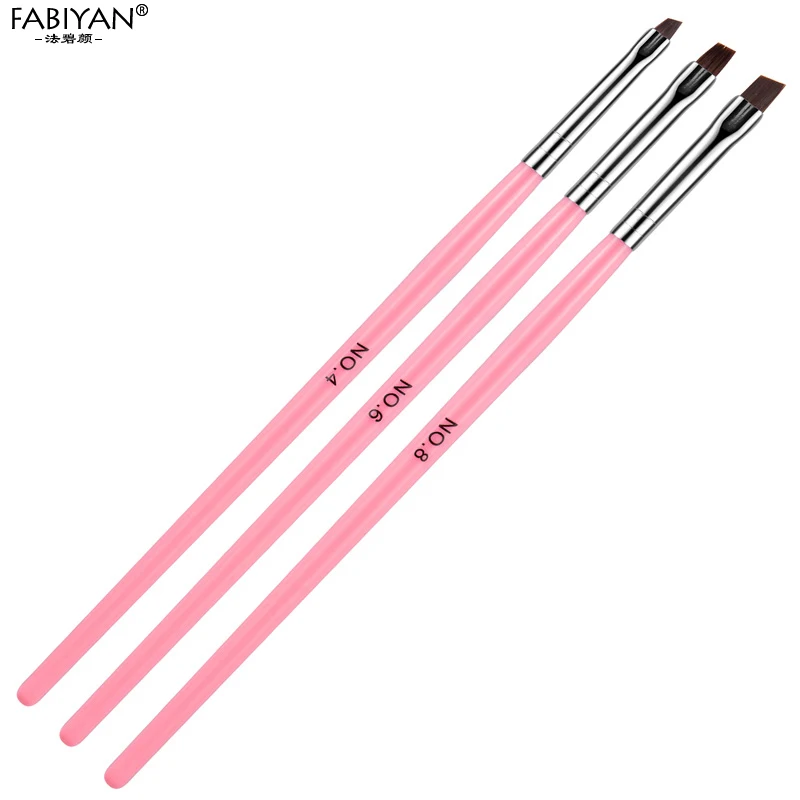 3Pcs Pink Row Dotting Dot Flat Painting Crystal Carving UV Gel Nail Art Acrylic Polish Tips Pen Brush Manicure Tools Set